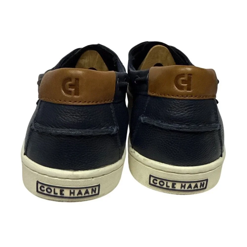 Cole Haan Nantucket Boat Moc Shoes Men's Navy Blue Leather Fixed Lace Size 11